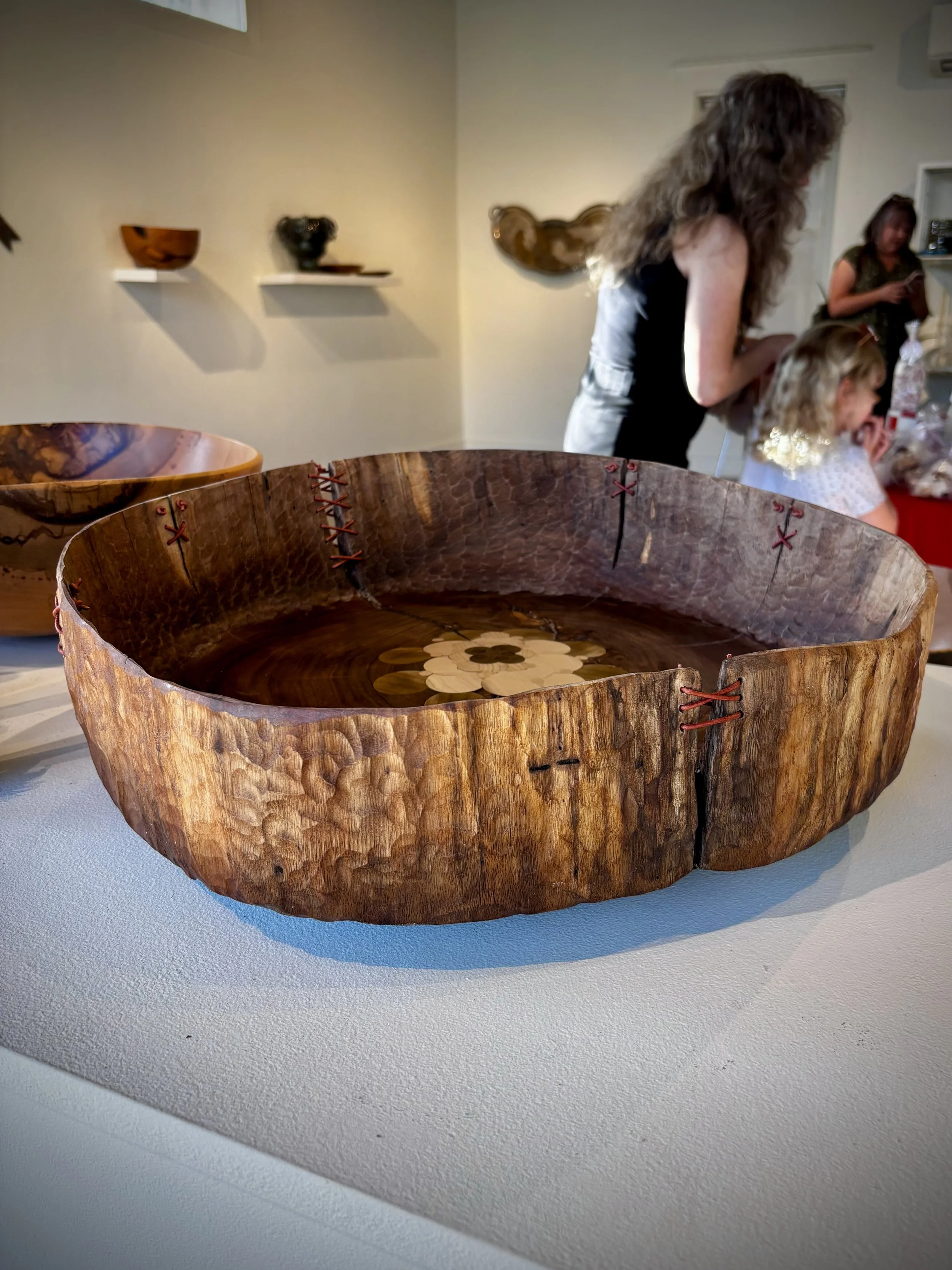 Footed walnut bowl