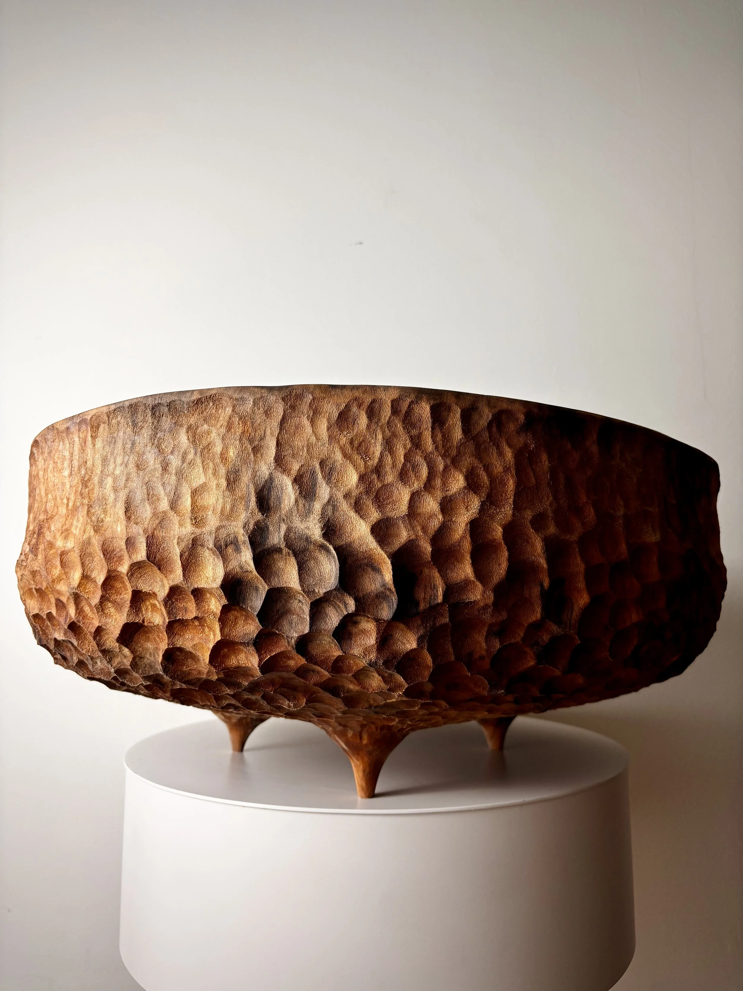 Footed Elm Bowl, beeswax