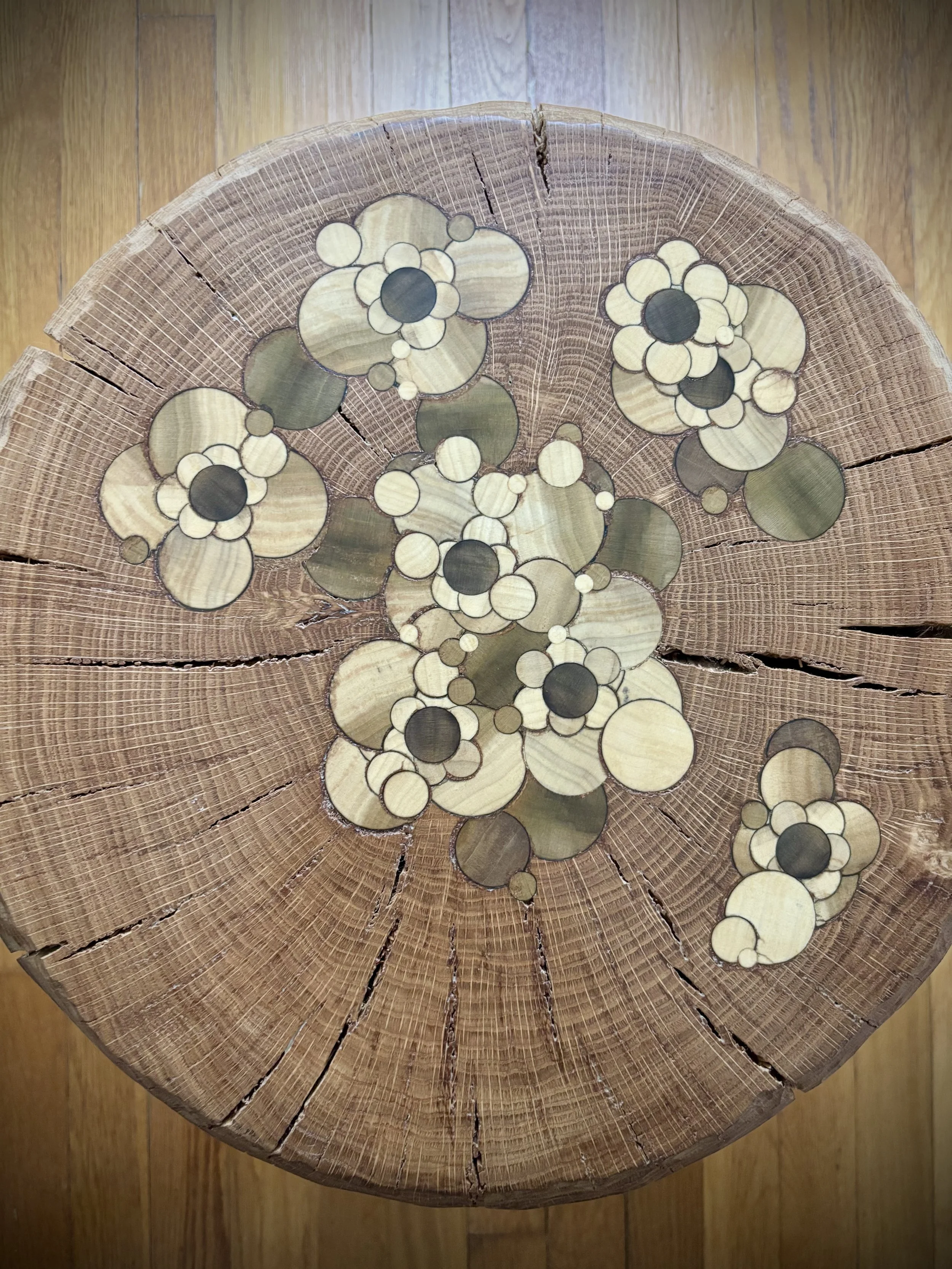 White Oak Stool, poplar inlay