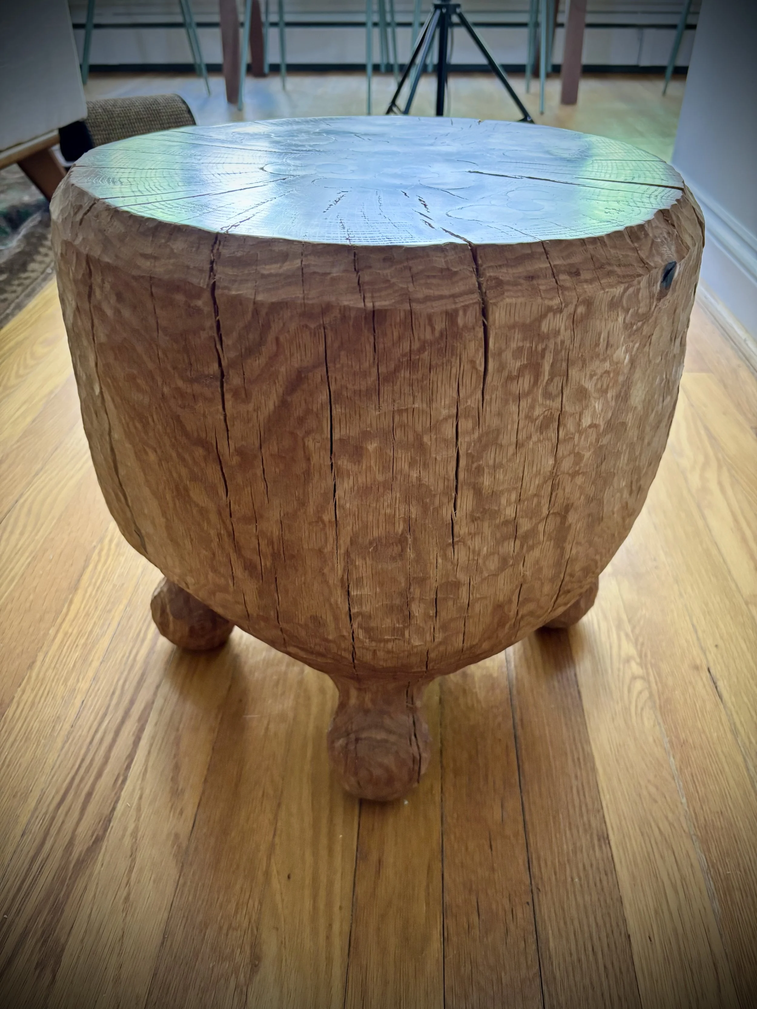 White Oak Stool, poplar inlay (side view)