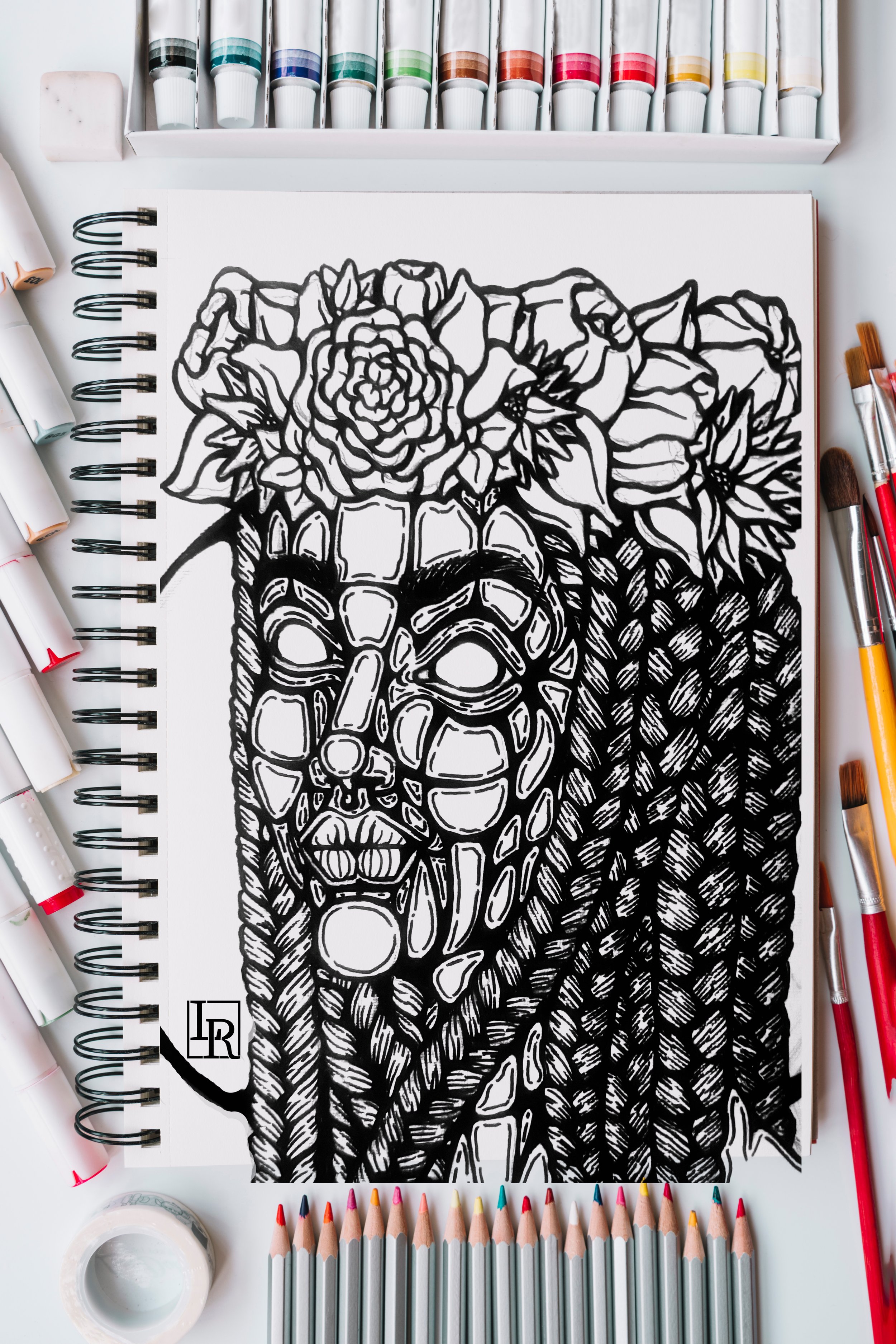 Flower Girl Coloring Page Frame .jpg