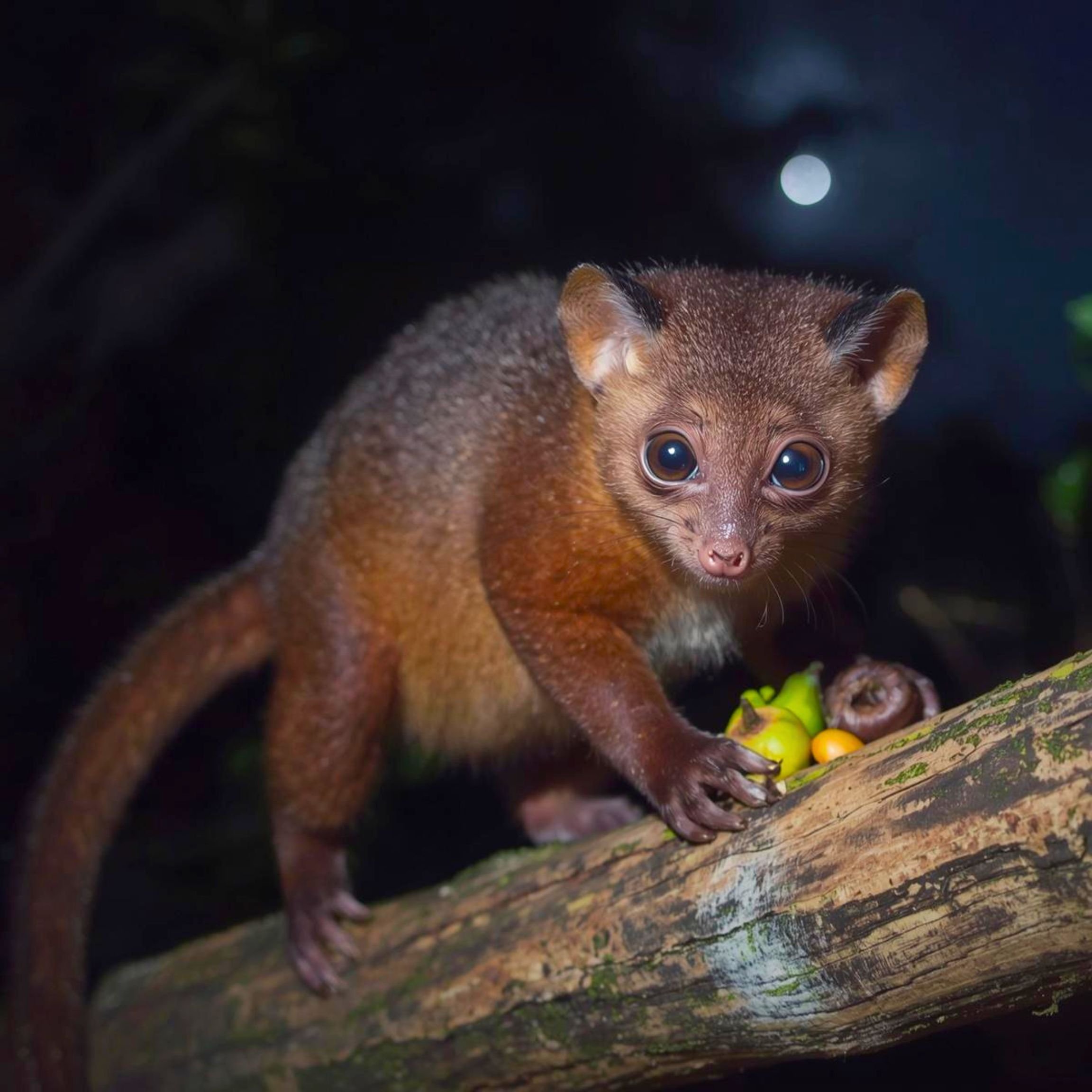 Kin Kajuu, who is a Kinkajou, on a tree branch