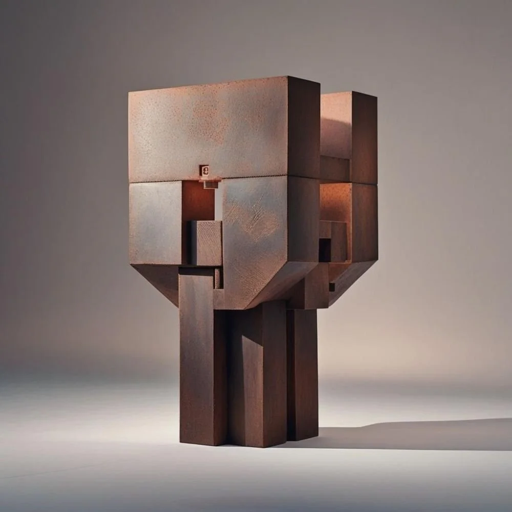  Brutalist ceramic lamp with concrete texture and flat rectangular handle, rough surface, dramatic lighting 
