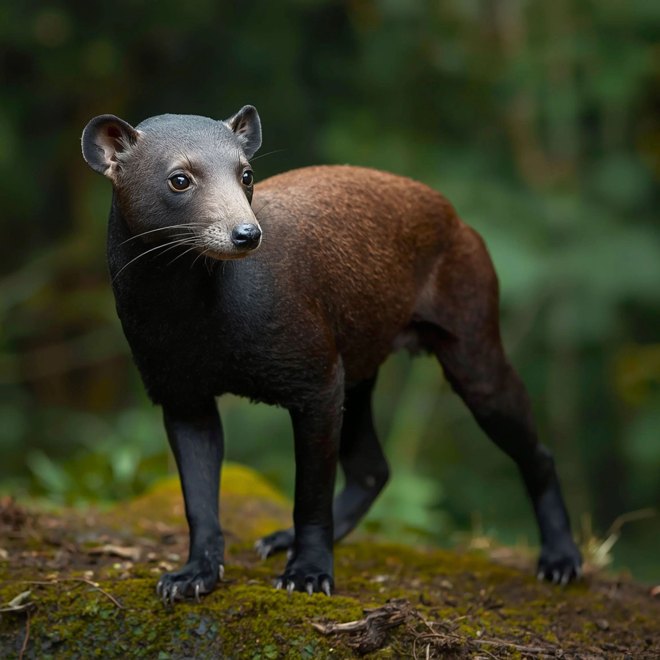 A Tayra standing and looking to the side