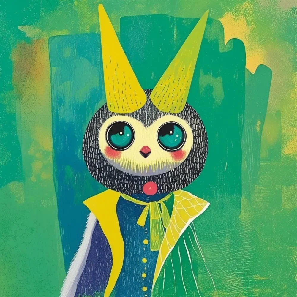 Strange creature with two pointed protrusions on its head, green