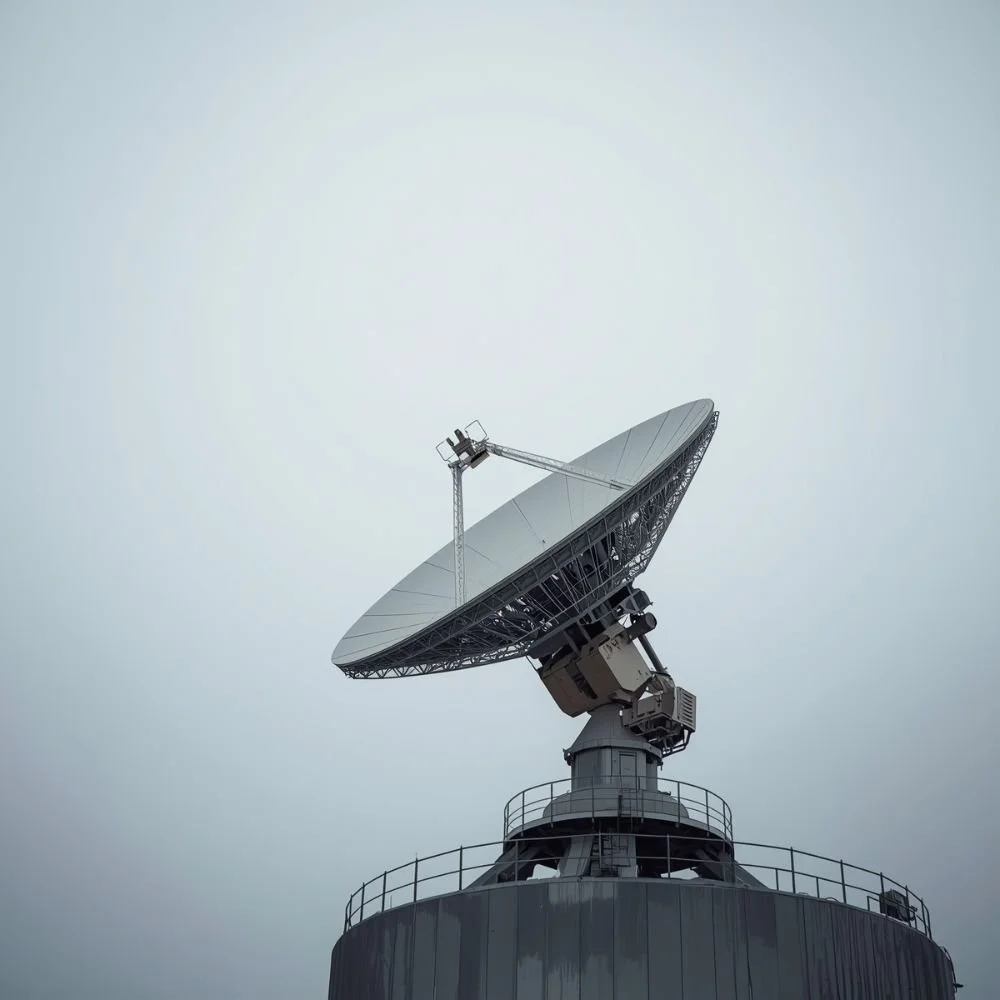 radio telescope dish pointing at sky