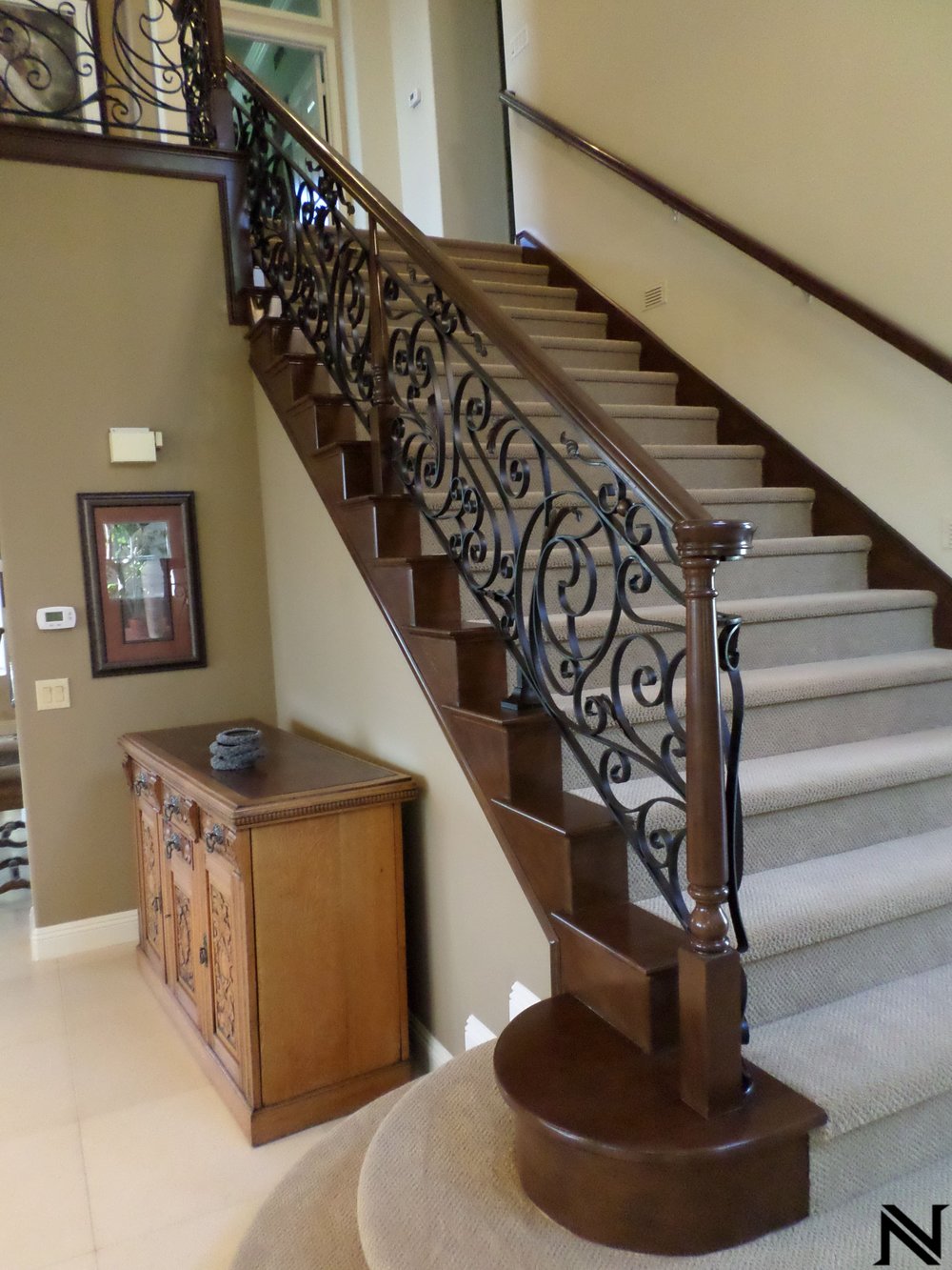 Wrought Iron Staircase Railing with Wooden Accents Staircase Railings Design Ideas Naddour's Custom Metalworks