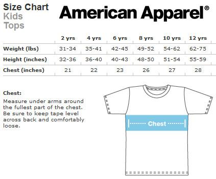 American Apparel Tee Size Chart