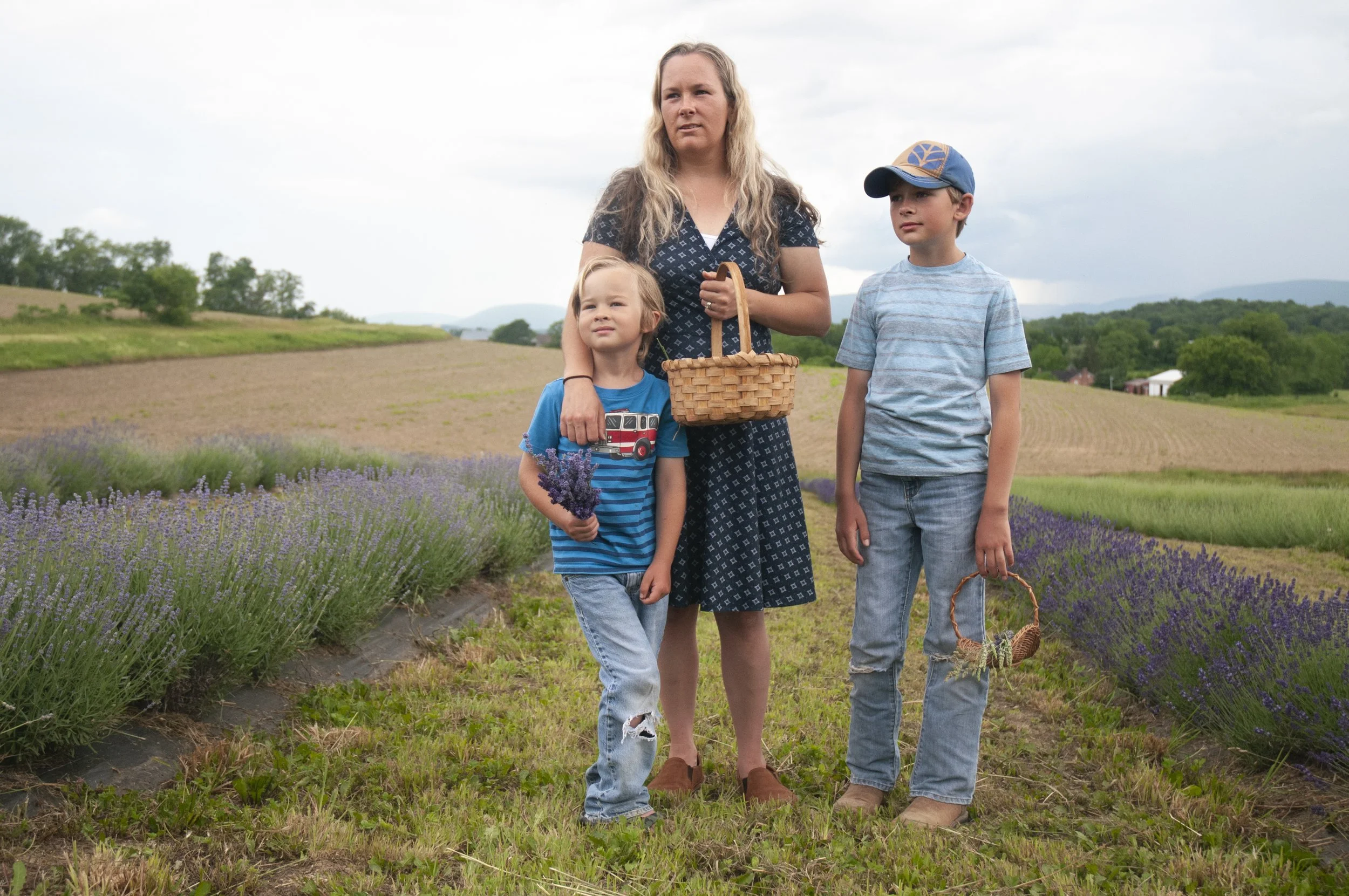  (From left) Ryder, Katie, and Tucker Davis help to run Mountain View Lavender Farm, located just outside of McEwensville in Northumberland County, on June 9, 2021. 