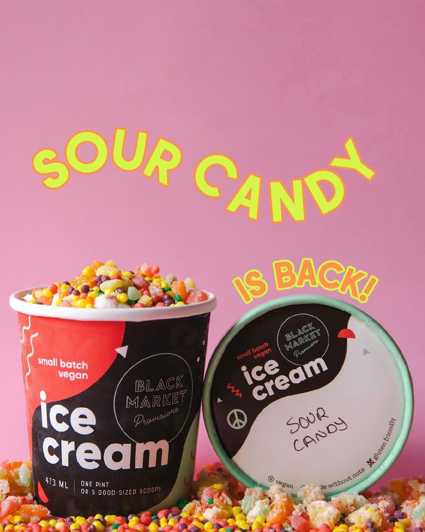 💚🍭✨🍬⚡️🍭💥🍬💚
SOUR CANDY ICE CREAM IS BACK!
You voted for this one to come back from the retired flave archives and we gotta say, we&rsquo;re happy you did!

This one has tart + fruity ice cream and layers of crumbled up sour candy, and the contr