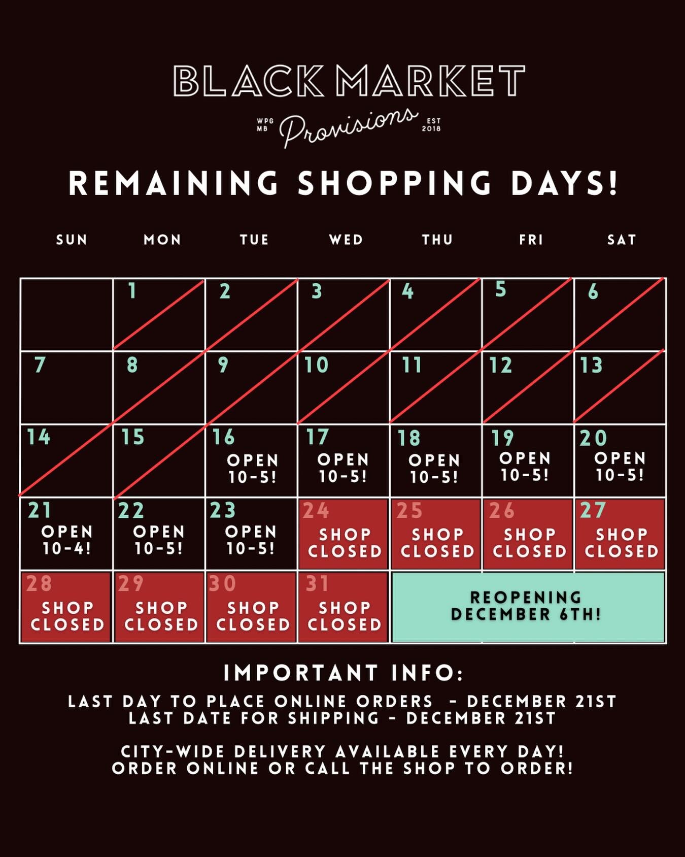 💝💝💝💝💝💝💝💝
Only 8 BMP shopping days left!
We are even opening on a MONDAY for the first time maybe ever!? 

Can&rsquo;t make it in? $10 City-wide delivery is available every day! Order online or call the shop to place yours.