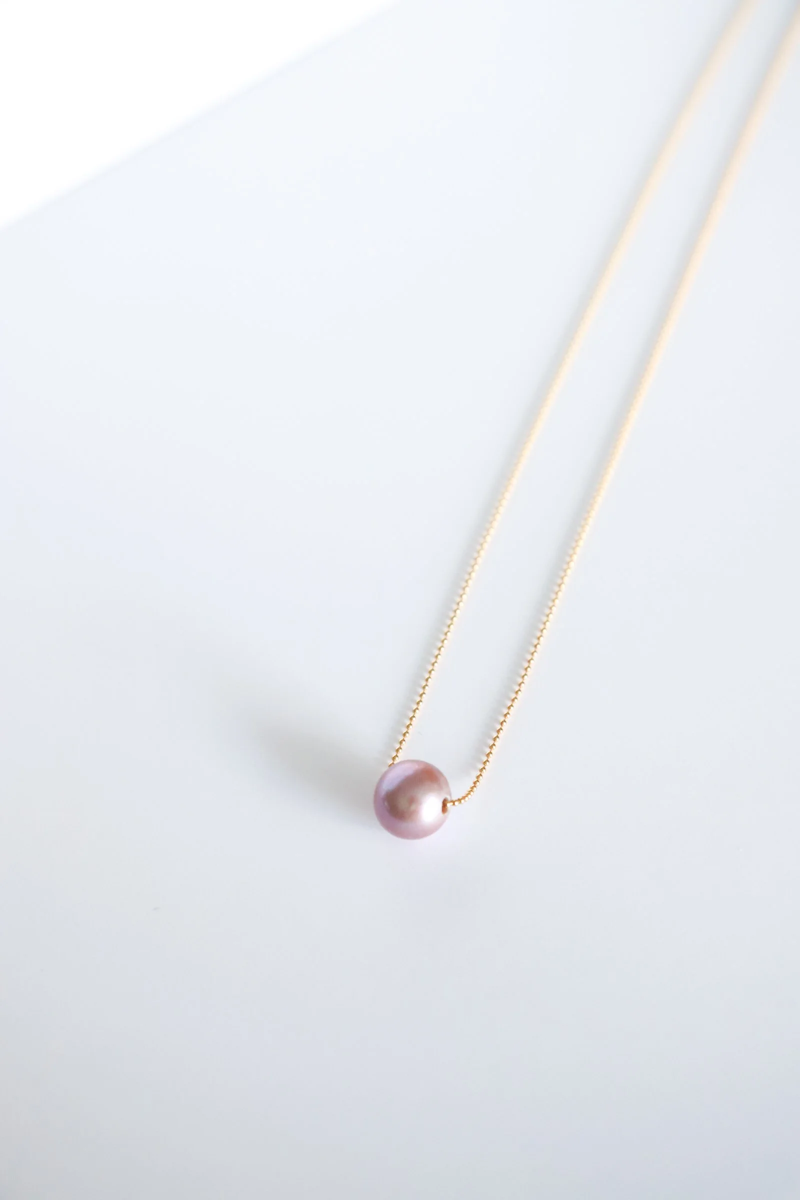 Pink Edison Pearl Floating Necklace