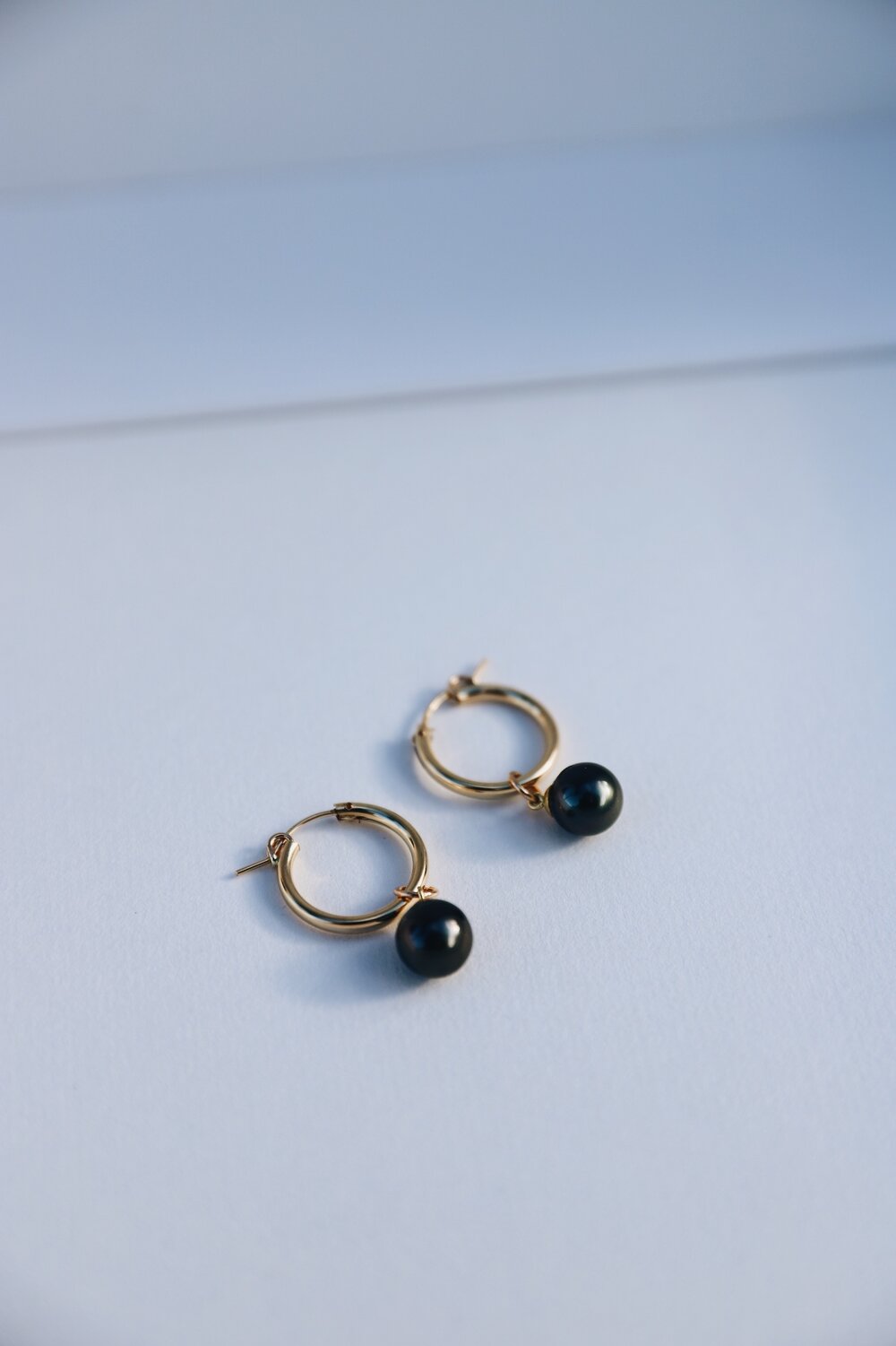 Gold Hoops with Tahitian Pearl Charms — Hooked Up Hawaii