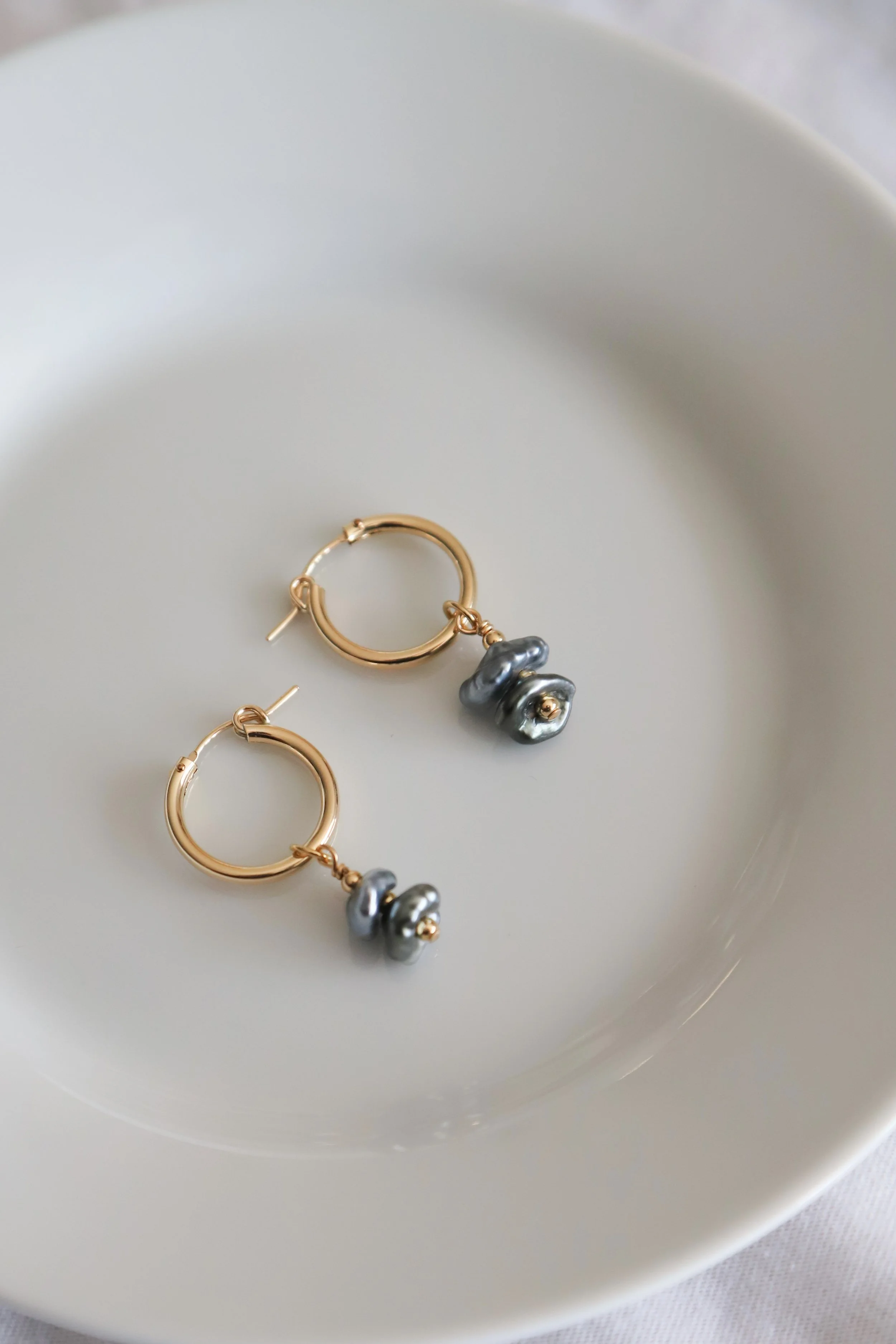 Hoops with Keshi Charms