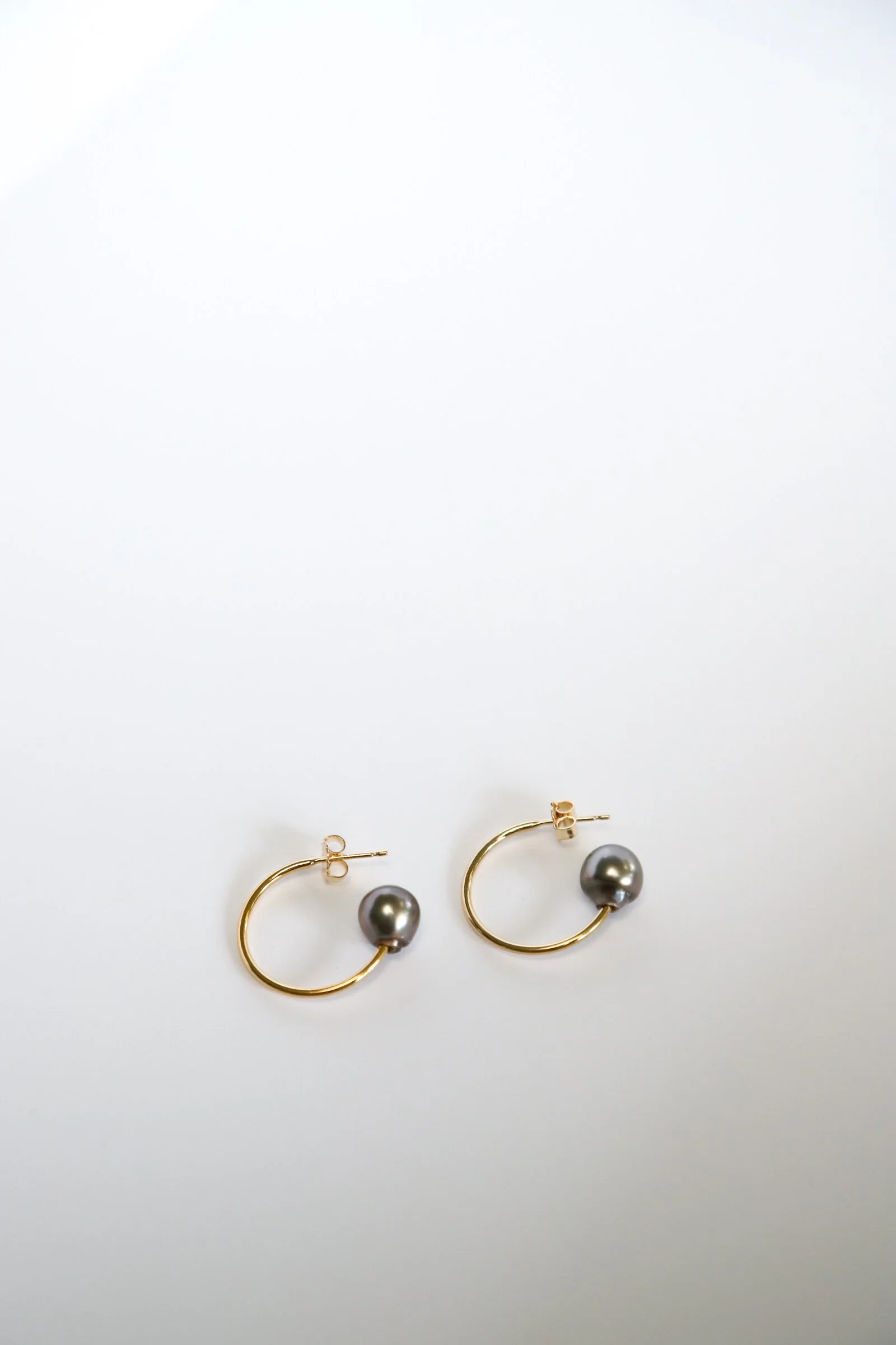 Post Hoops with Tahitian Pearls Small