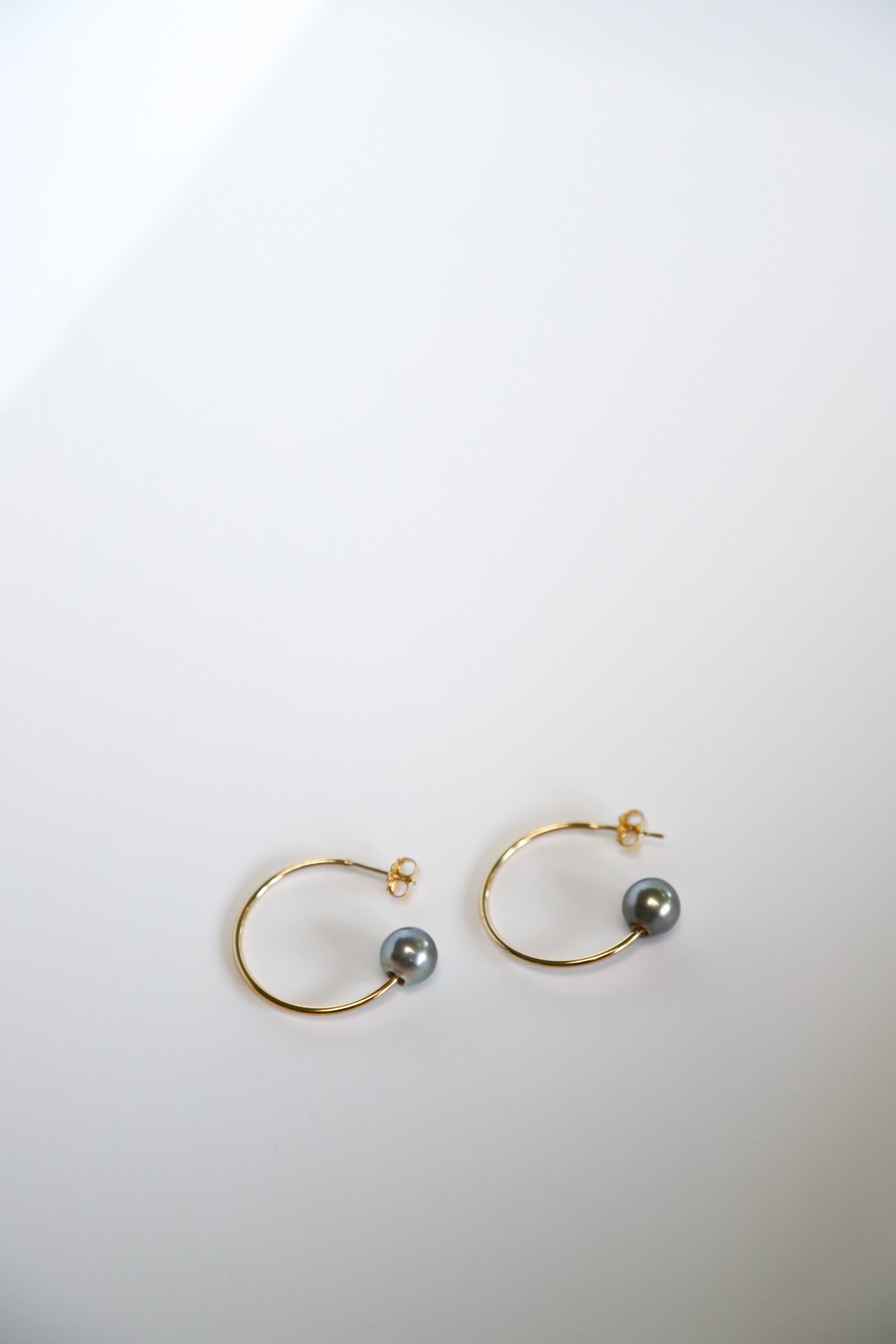 Post Hoops with Tahitian Pearls Medium