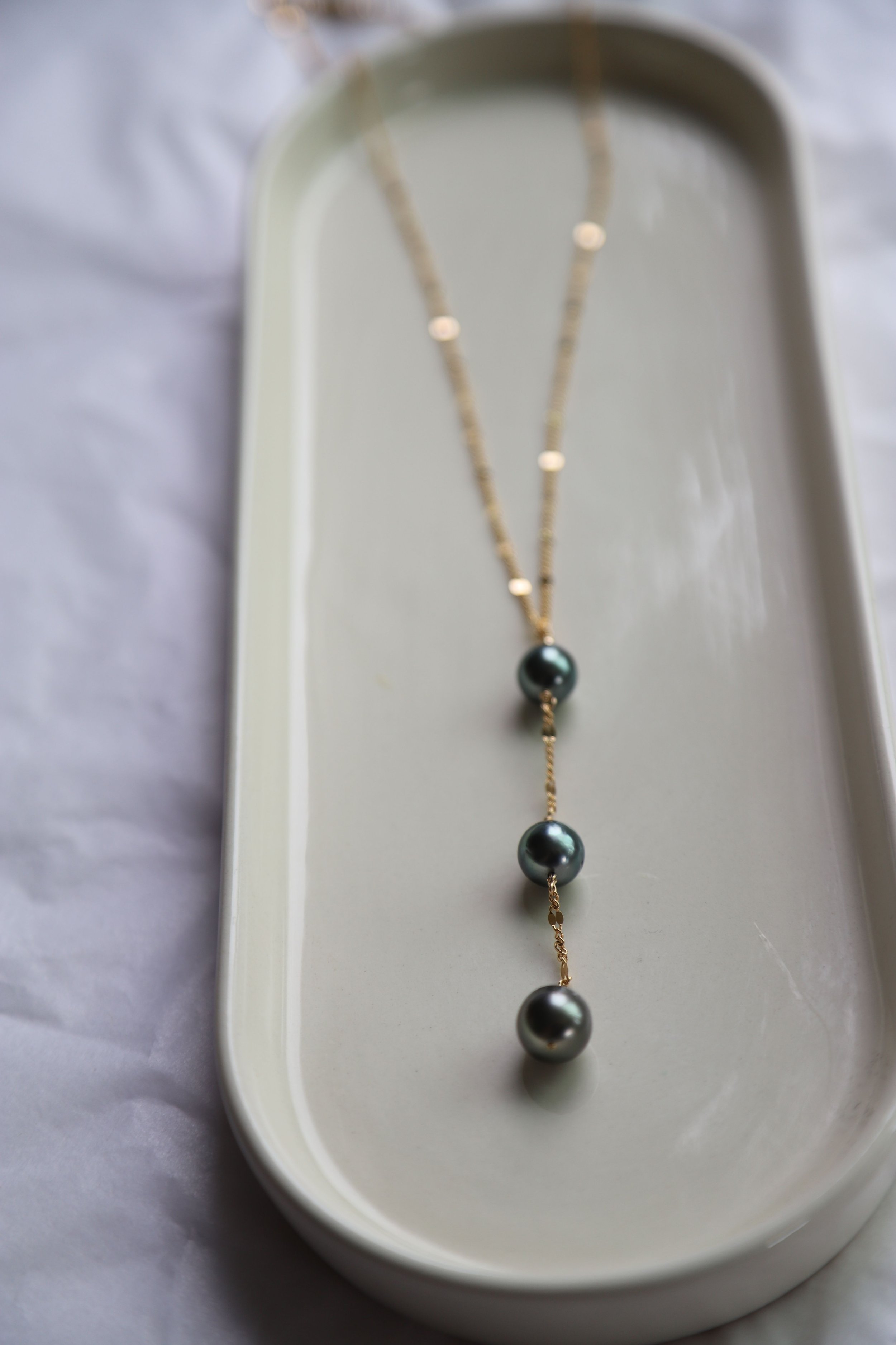 TRIPLE TAHITIAN PEARL DROP NECKLACE