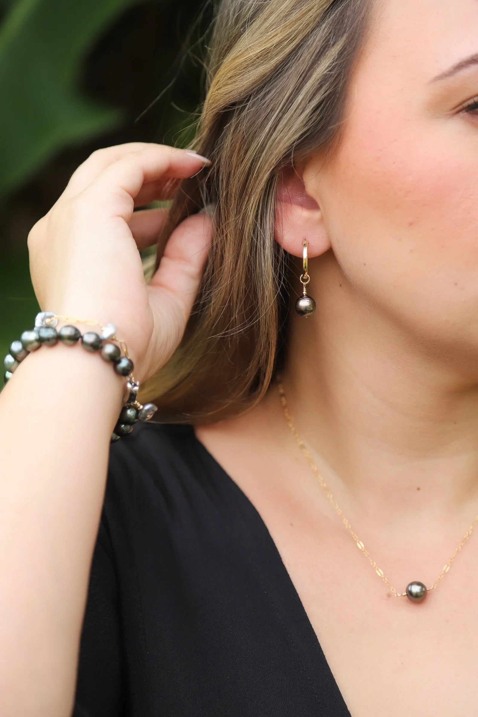 Tahitian Pearl Huggie Hoops