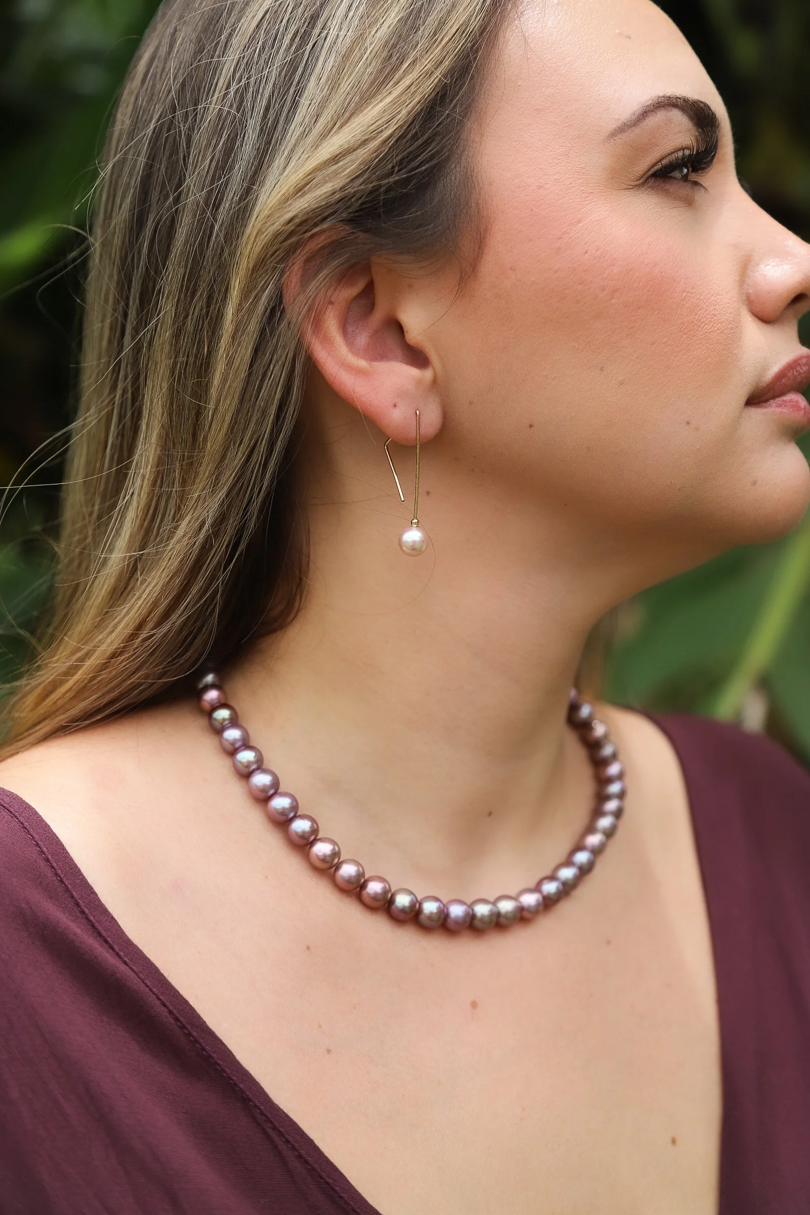 Geo Pink Edison Pearl Earrings