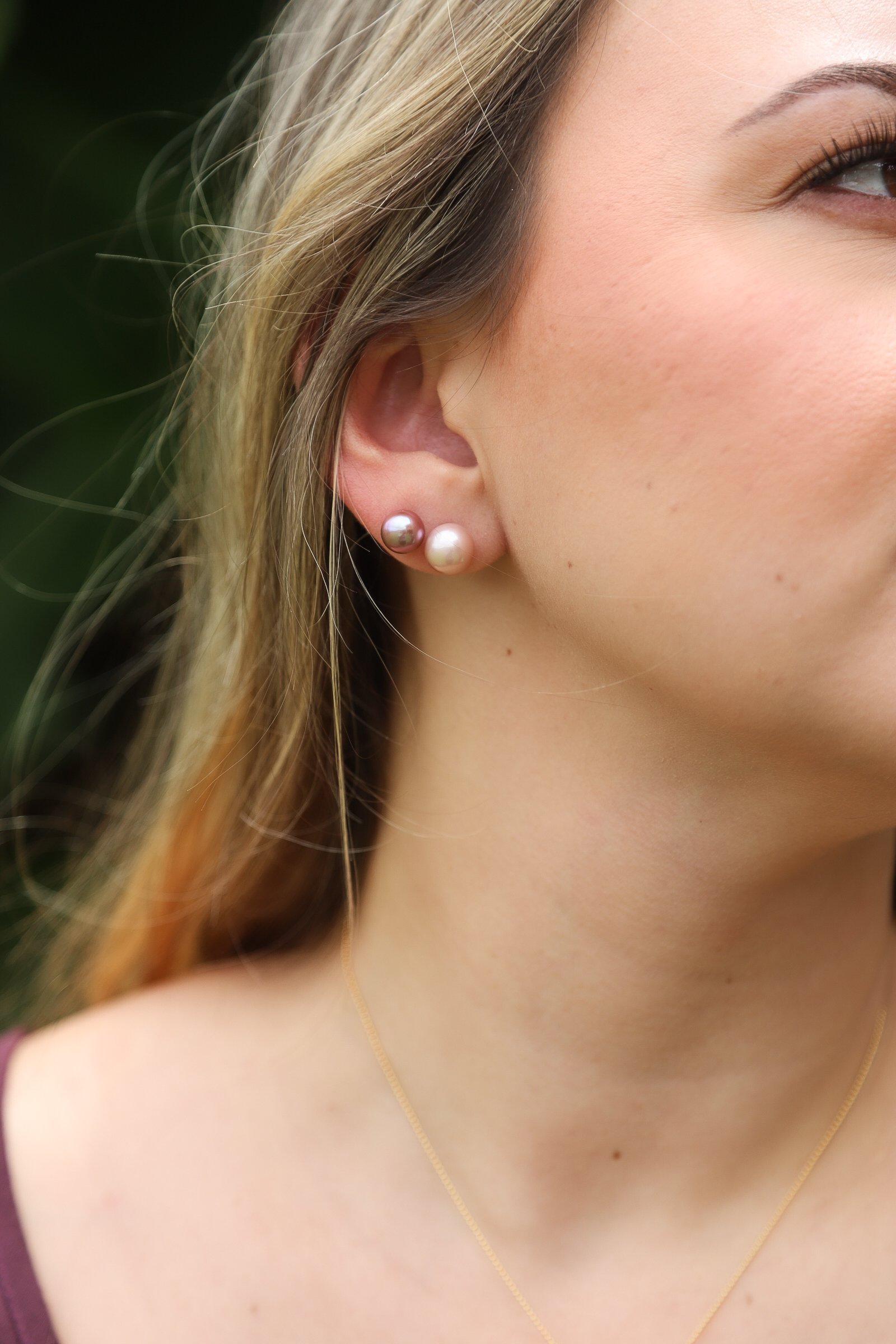 Pink Edison Pearl Stud Earrings