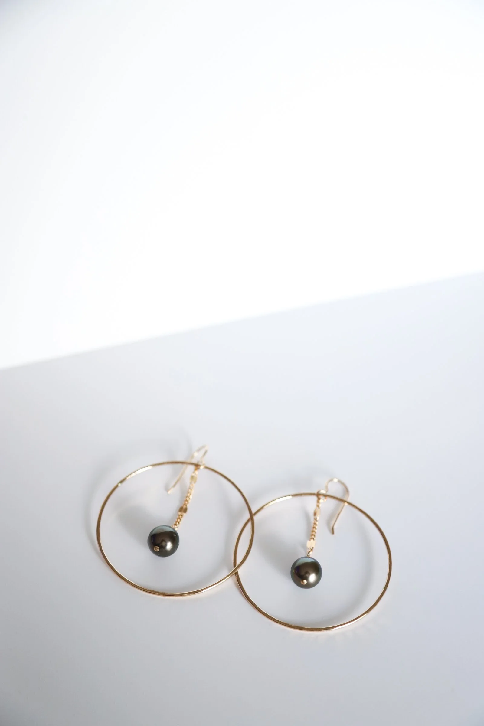 Large Hoops with Tahitian Pearls