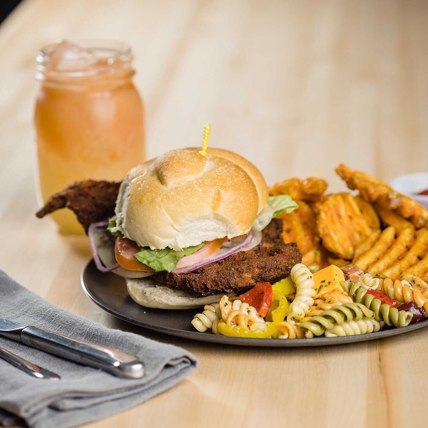 Our fried chicken sandwiches are HUGE! Big as your face huge and thats just the way a sandwich should be! ⁠
⁠
📸  @johnschliaphotography⁠
⁠
⁠
BTW...FREE PARKING ALWAYS at Mortimer and St Joseph's parking garages! Just ask for a parking validation! ⁠
