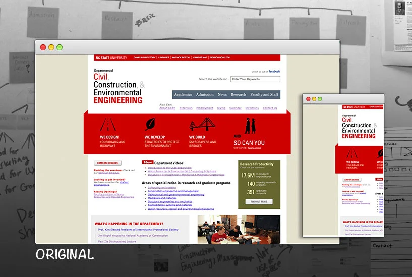 The Department of Civil, Construction & Environmental website before redesign. 