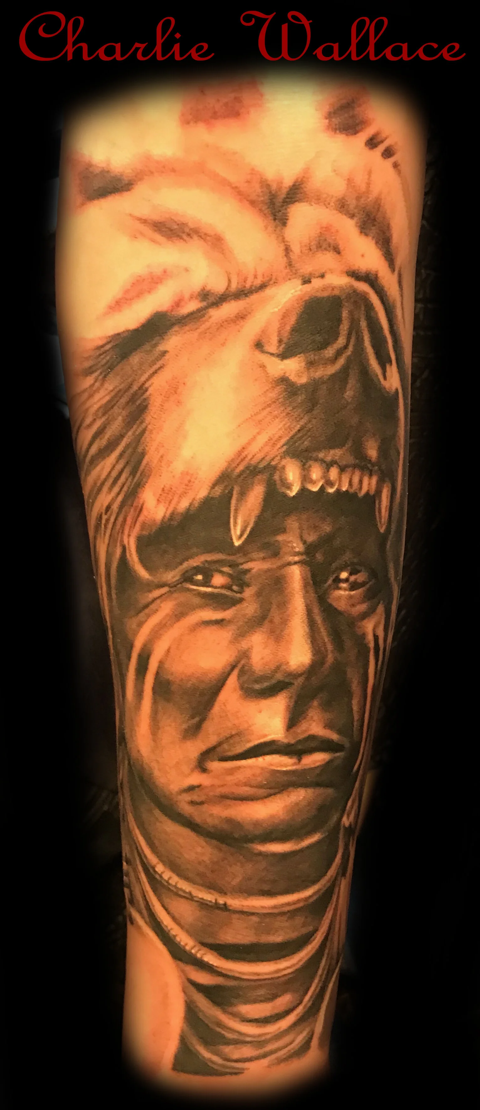 Tribal Man in Bear Headdress