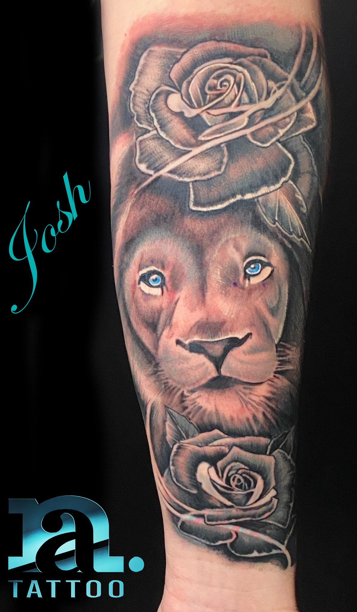 Lion and Roses