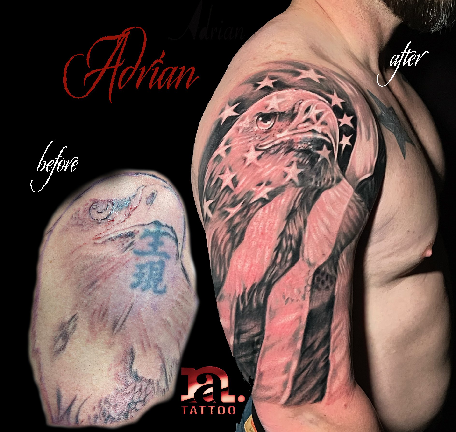 Eagle with American Flag Cover Up
