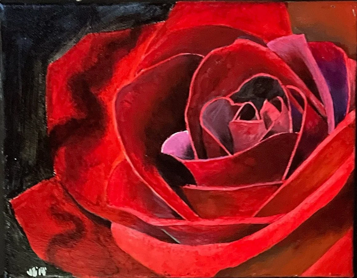 Original Mixed-Media Rose Painting
