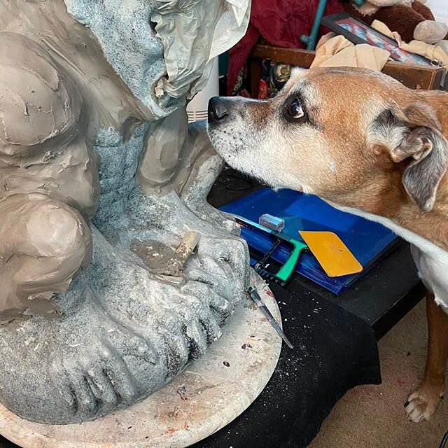 Wallowing is better with dogs. Some day I&rsquo;ll sculpt again, I&rsquo;m sure of it. For now I wish ice cream could be caught in the wild. 
#staythefuckhome #wheredoesicecreamlive #jobsarentworthhurtingothers #evendreamjobs #maybesomeday