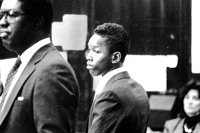 Kharey Wise, 16, in court when he was arraigned in the Central Park jogger case.
