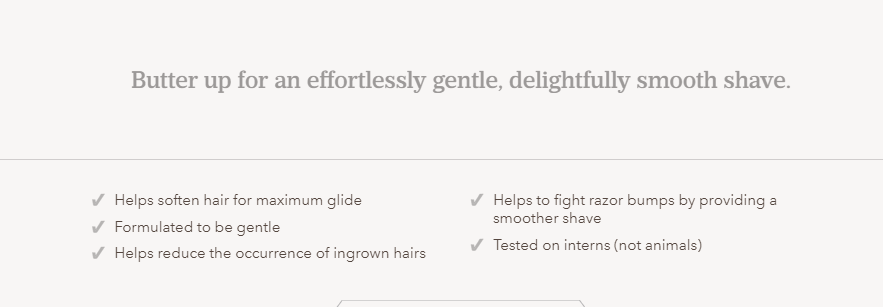 Dollar Shave Club keeps its copy for Easy Shave Butter benefit-oriented.