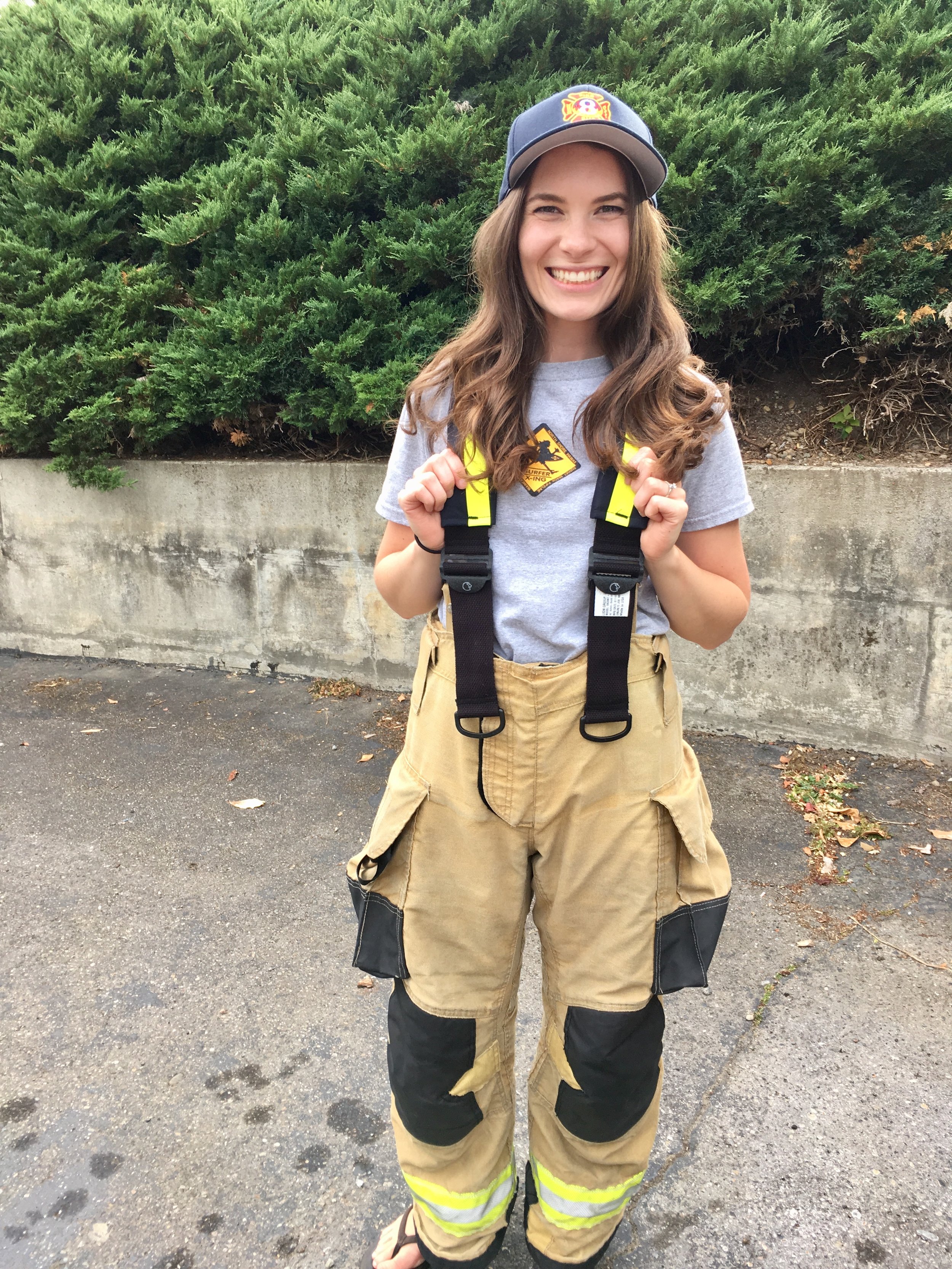 Tara at firefighter's training