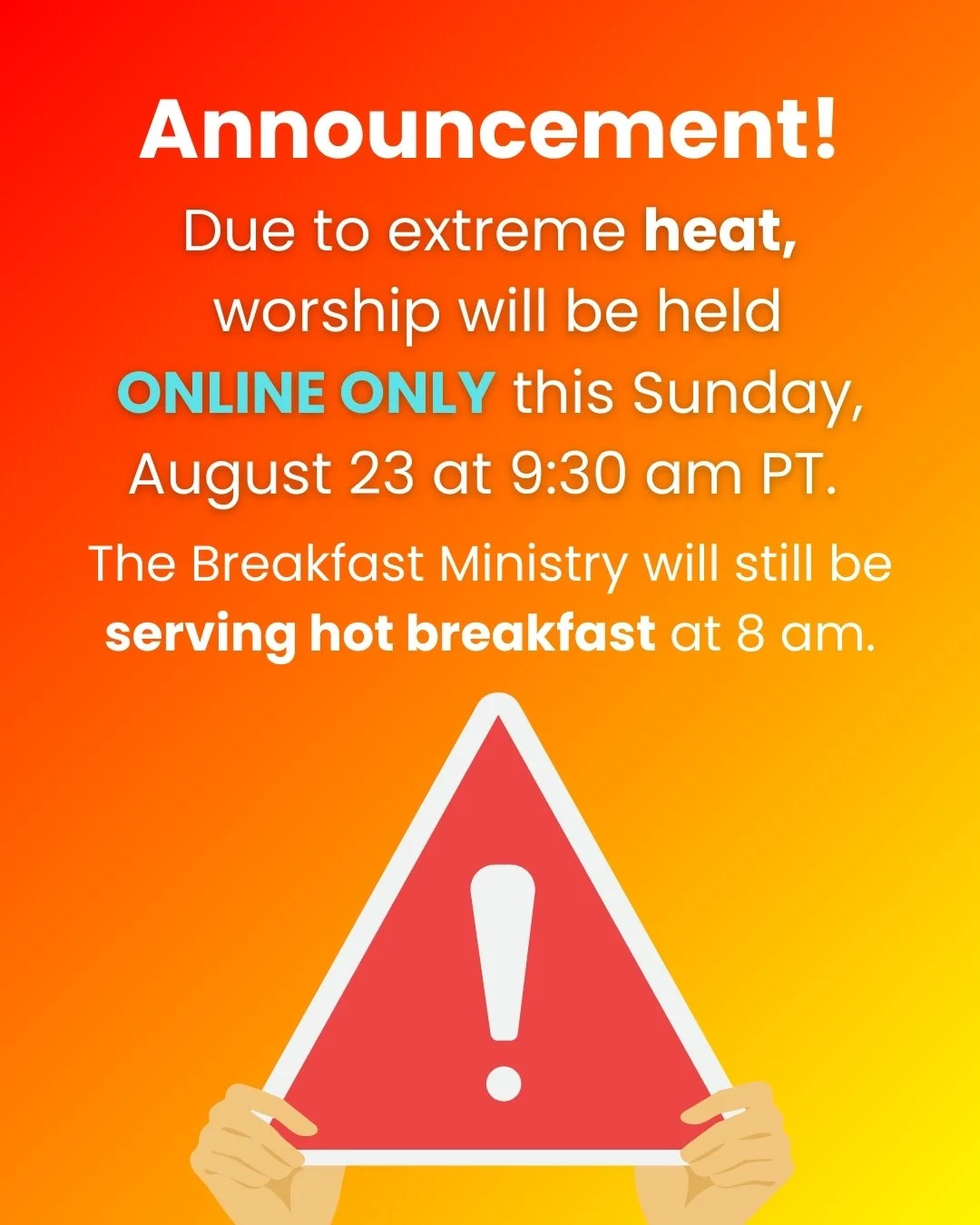 🚨 ONLINE ONLY 🚨 Order of Worship for August 24, 2025: Sun of Righteousness