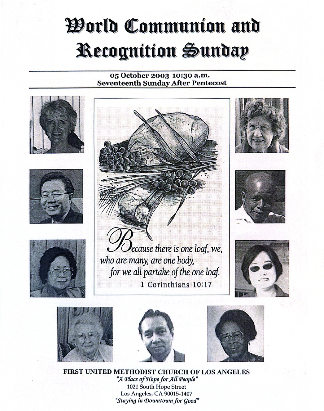 Order of Worship for Sunday, October 18, 2026: World Communion Celebration