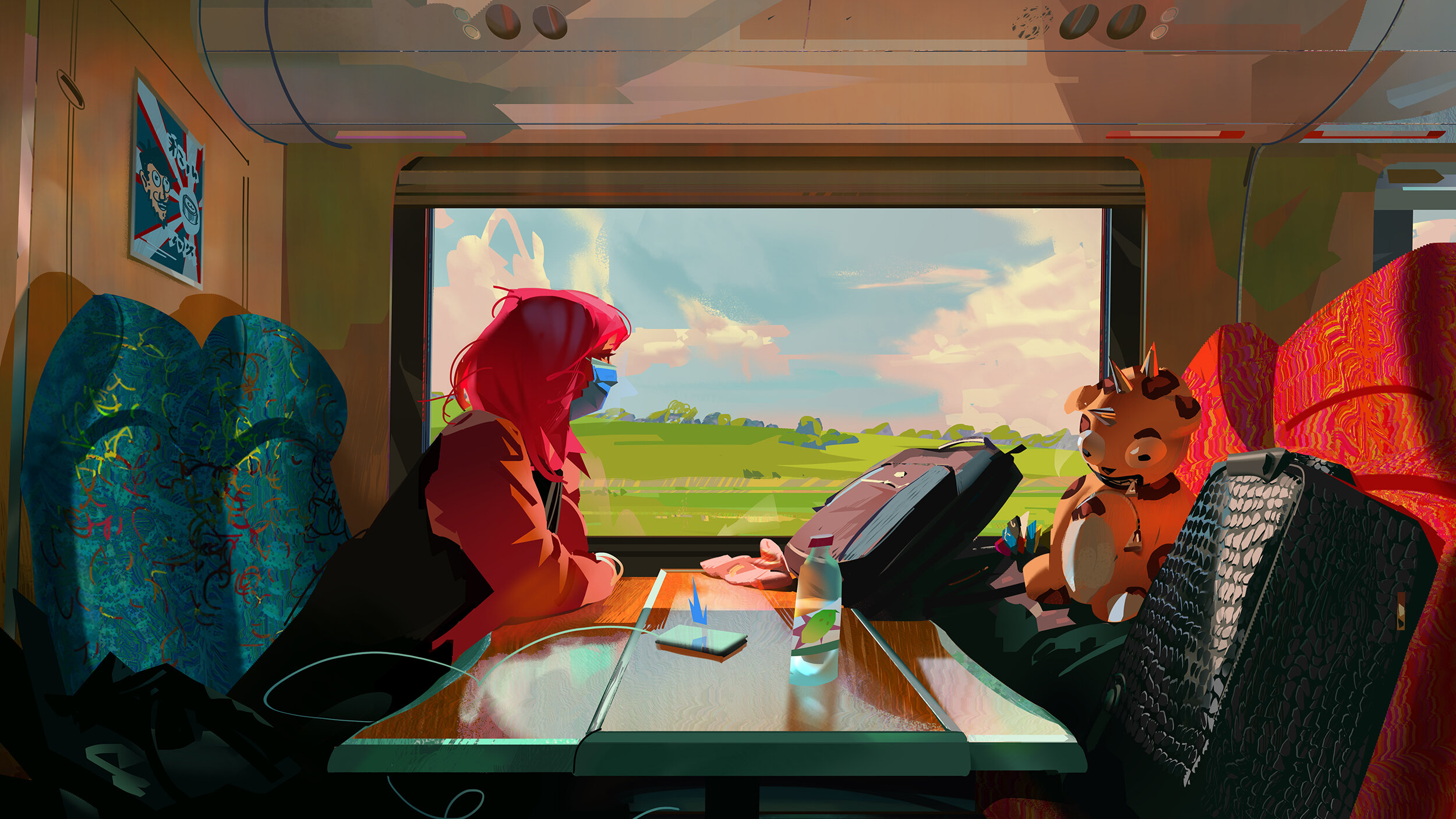 Поезд мух. Sean Sevestre художник. Окно поезда. Путешествие на поезде арт. Вид из окна поезда.