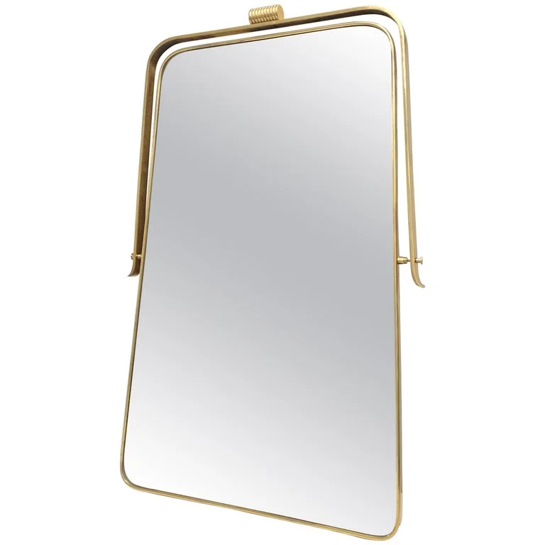 Gio Ponti Mid Century Mirror 2225 with brass frame and decor | main image