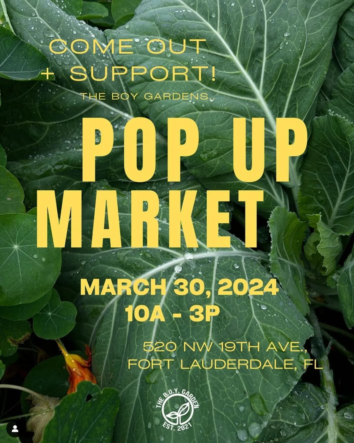 We are going to be at the B.O.Y. Garden tomorrow, Saturday March 30. Hope to see you.