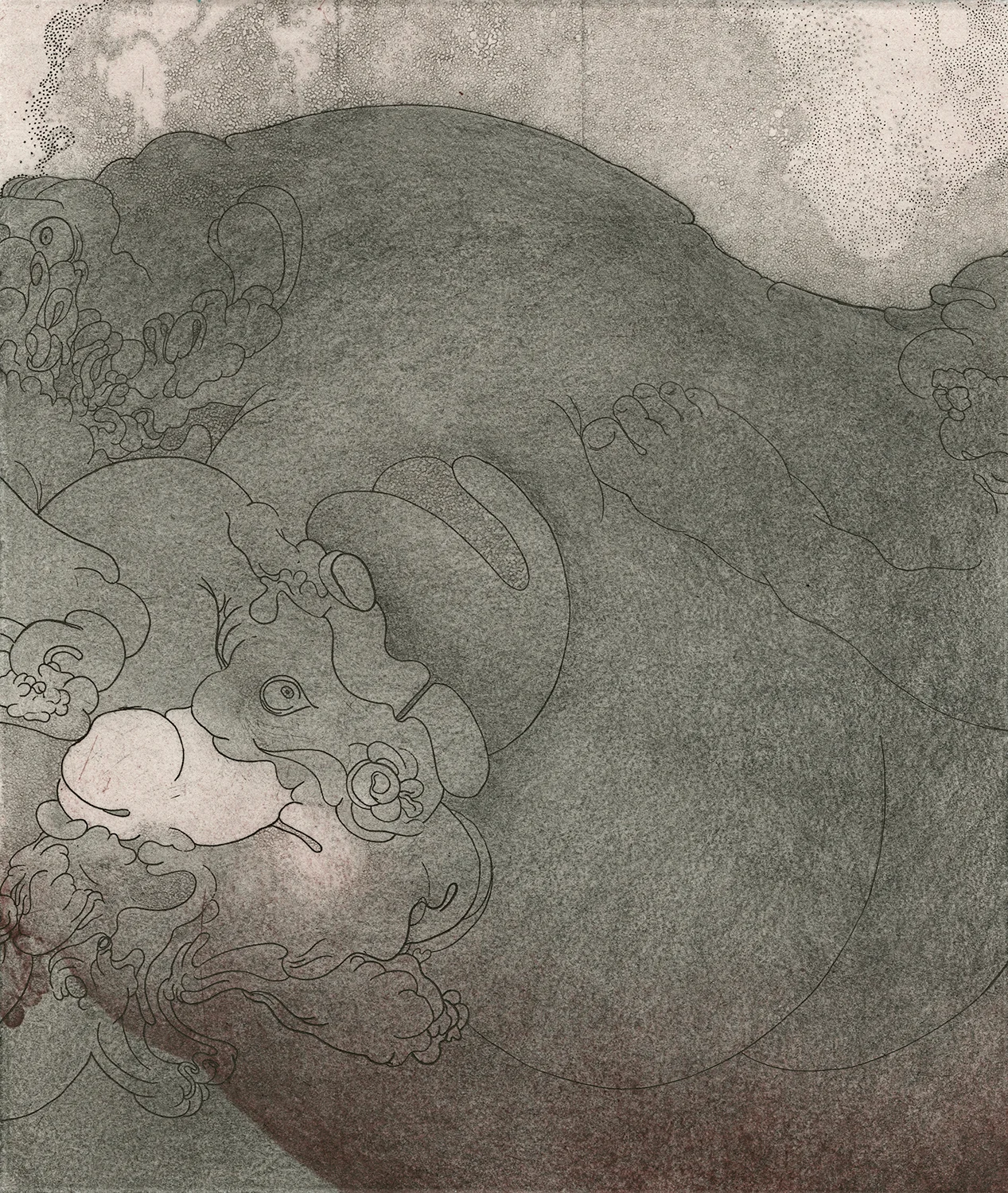 Lovers Drawing III, 2018. Hannah Adair. Etching and graphite, 10 x 8.5 in. Courtesy of Hannah Adair.