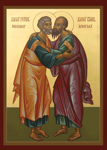 brotherly Kiss of Peace between Saints Paul and Peter