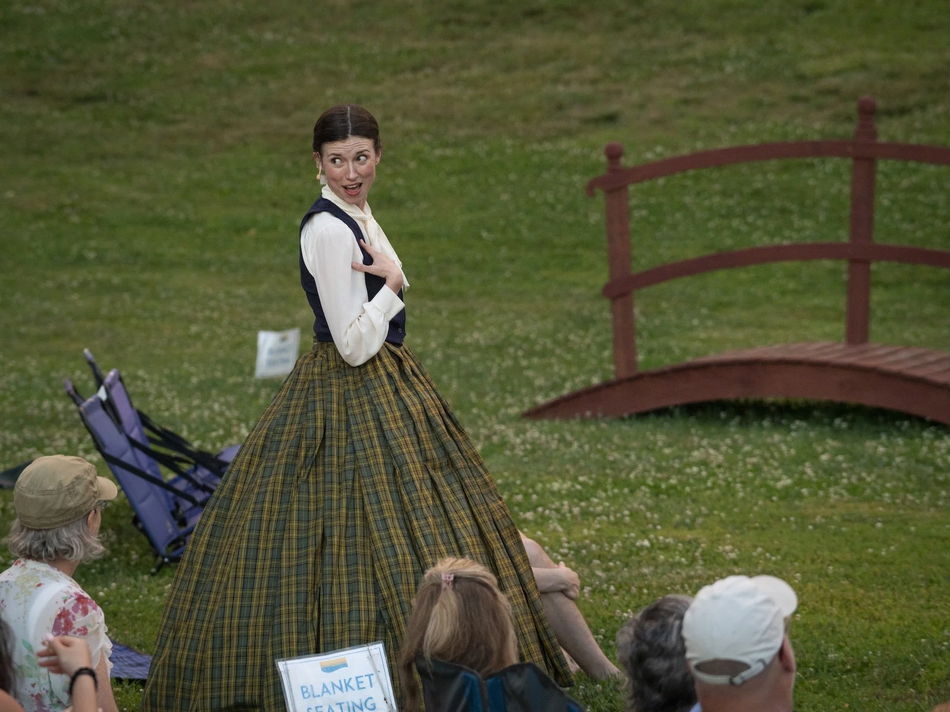 Beatrice in Much Ado About Nothing with Shakespeare on the Sound; Photo by Bruce Katz