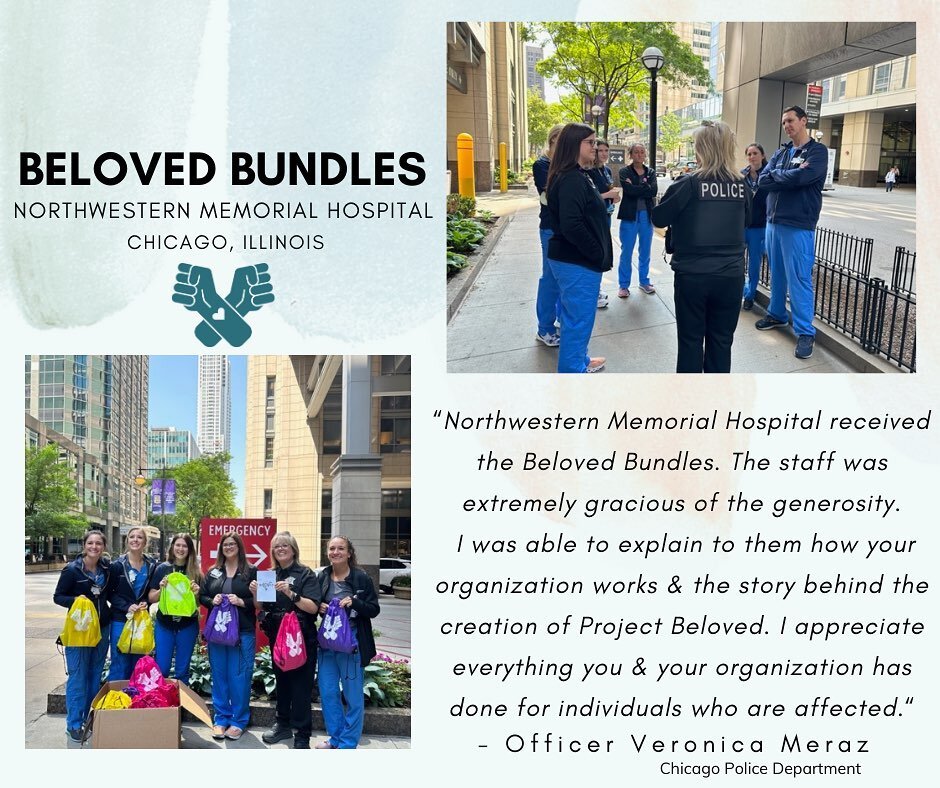 So honored to have the assistance of the 1st District Chicago Police Department with Beloved Bundle assembly and delivery.

These Bundles will be available to survivors who are treated by Northwestern Memorial Hospital

Thank you to all who are commi