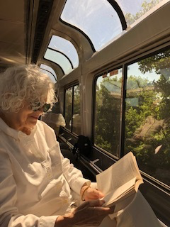 I’m enjoying a good book on The Capitol Limited train to Chicago. From there we took the Southwest Chief to Los Angeles. The Chief follows near the old Santa Fe Trail from Kansas City. You know why the Trail is important if you’ve read Book I of The Last Crystal Trilogy. Book 3 starts on the Santa Fe Chief.