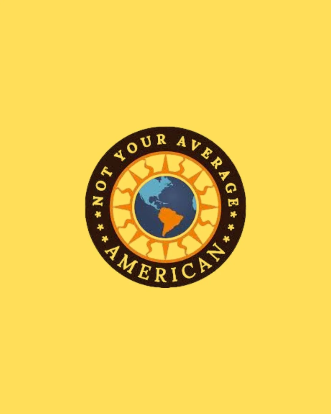 Circular yellow logo for Not Your Average American blog.