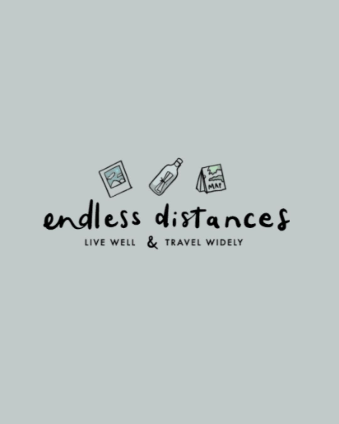 Illustration with photo, bottle, and map for Endless Distances blog.