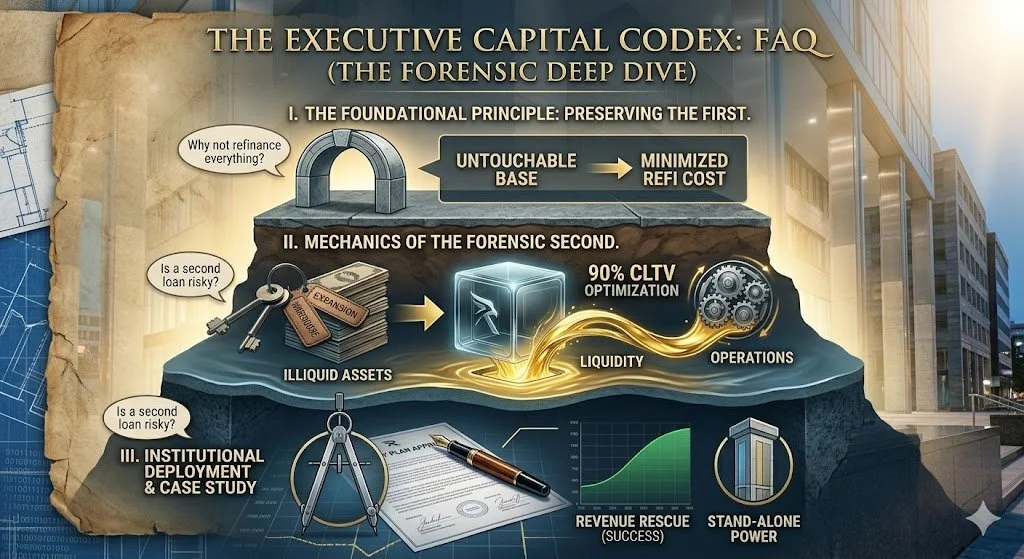 Corey Rockafeler Analysis: Detailed infographic visualizing key FAQ concepts from the Executive Capital Codex series, maintaining asset consistency and sophisticated forensic aesthetic.