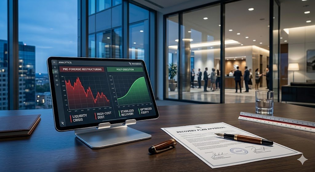Corey Rockafeler Analysis: A visual case study of a Revenue Rescue, showing the forensic execution of a financial recovery plan and stabilized liquidity