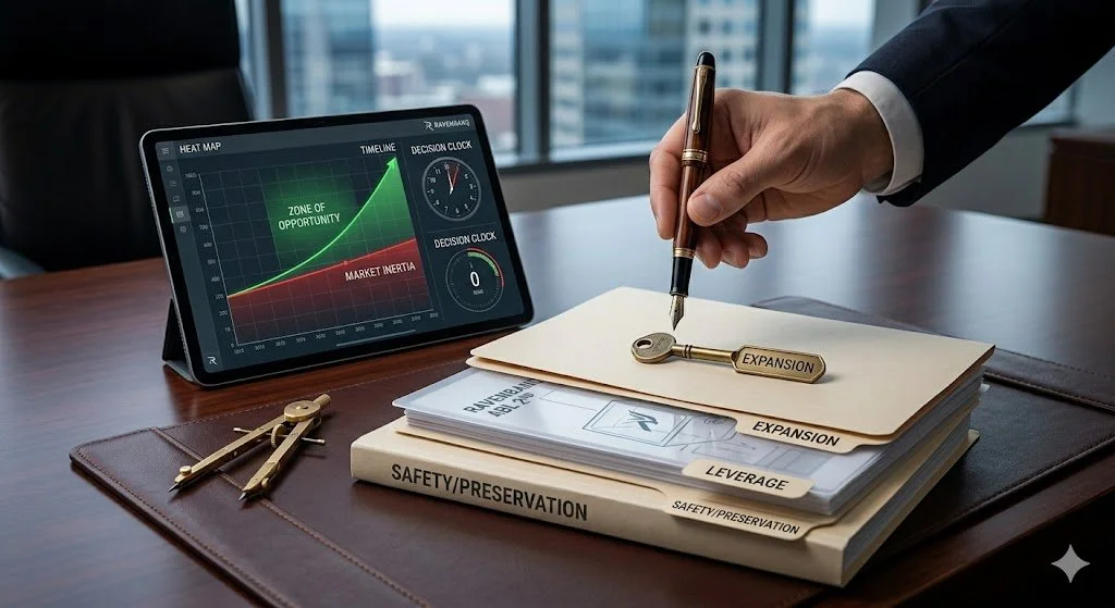 Corey Rockafeler Analysis: A forensic case study visualization showing the signature on a structured 'Recovery Approval' plan. A tablet next to the pen displays a dashboard comparing volatile pre-restructurin
